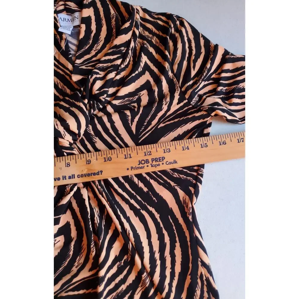 Carmen Marc Valvo Womens NWT Tiger Animal Short Sleeve Print Shirt Size XS Sexy - Picture 3 of 6